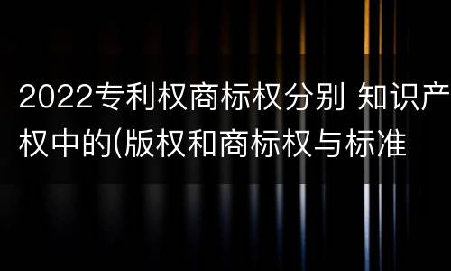 2022专利权商标权分别 知识产权中的(版权和商标权与标准