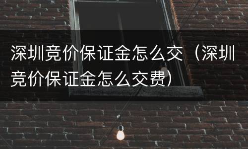 深圳竞价保证金怎么交（深圳竞价保证金怎么交费）