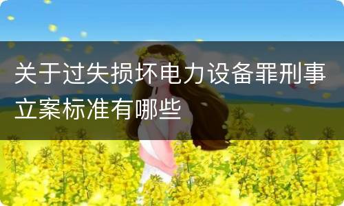 关于过失损坏电力设备罪刑事立案标准有哪些