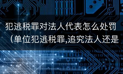 犯逃税罪对法人代表怎么处罚（单位犯逃税罪,追究法人还是实际控制人）