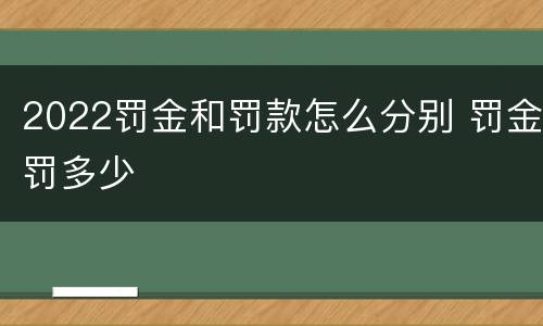 2022罚金和罚款怎么分别 罚金罚多少