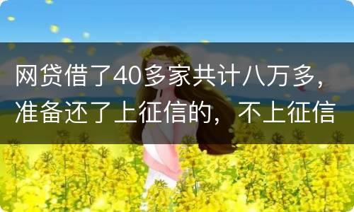 网贷借了40多家共计八万多，准备还了上征信的，不上征信的不还了，会怎样