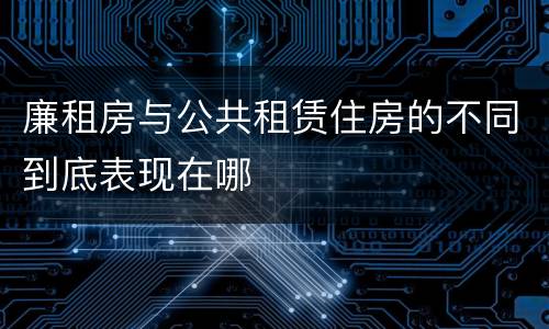 廉租房与公共租赁住房的不同到底表现在哪