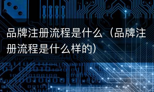 品牌注册流程是什么（品牌注册流程是什么样的）