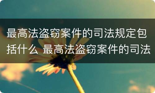 最高法盗窃案件的司法规定包括什么 最高法盗窃案件的司法规定包括什么