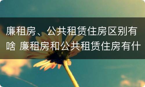 廉租房、公共租赁住房区别有啥 廉租房和公共租赁住房有什么区别