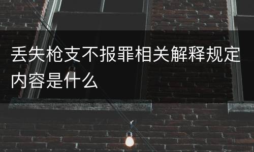 丢失枪支不报罪相关解释规定内容是什么