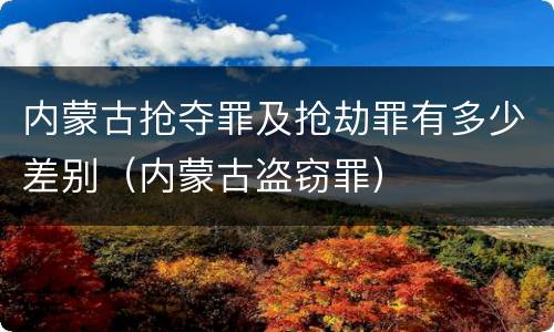 内蒙古抢夺罪及抢劫罪有多少差别（内蒙古盗窃罪）