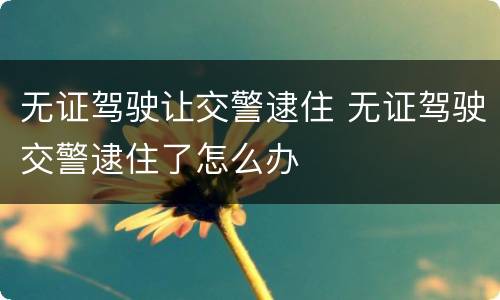 无证驾驶让交警逮住 无证驾驶交警逮住了怎么办