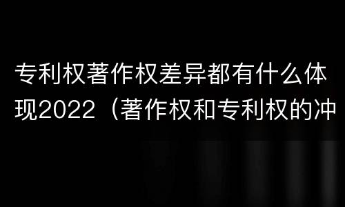 专利权著作权差异都有什么体现2022（著作权和专利权的冲突）