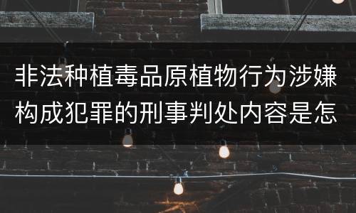 非法种植毒品原植物行为涉嫌构成犯罪的刑事判处内容是怎样的