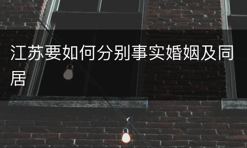 江苏要如何分别事实婚姻及同居