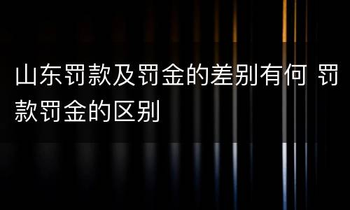 山东罚款及罚金的差别有何 罚款罚金的区别