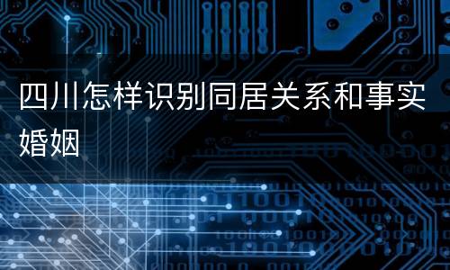 四川怎样识别同居关系和事实婚姻