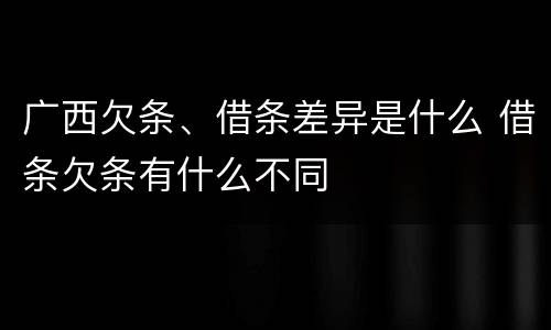 广西欠条、借条差异是什么 借条欠条有什么不同