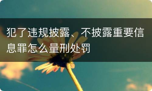 犯了违规披露、不披露重要信息罪怎么量刑处罚