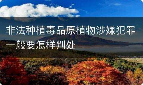 非法种植毒品原植物涉嫌犯罪一般要怎样判处