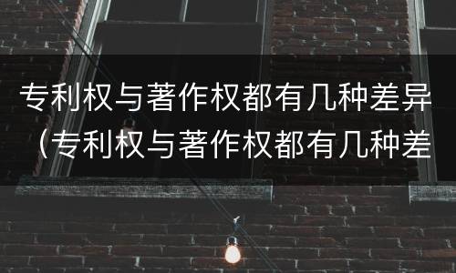 专利权与著作权都有几种差异（专利权与著作权都有几种差异形式）