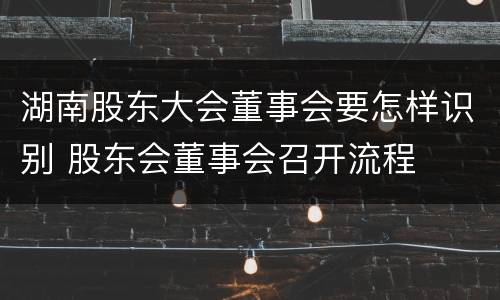 湖南股东大会董事会要怎样识别 股东会董事会召开流程