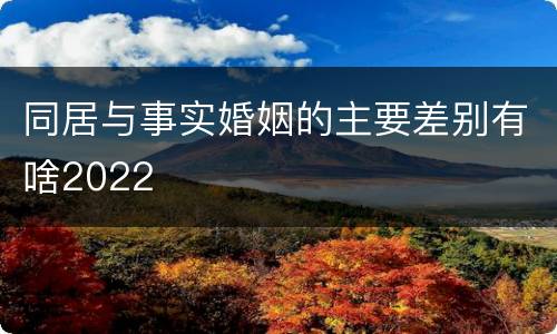 同居与事实婚姻的主要差别有啥2022
