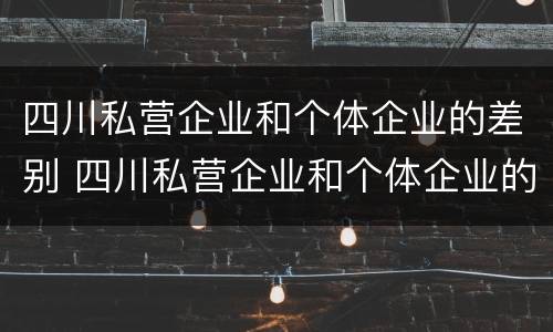 四川私营企业和个体企业的差别 四川私营企业和个体企业的差别在哪