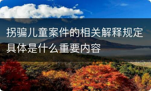 拐骗儿童案件的相关解释规定具体是什么重要内容