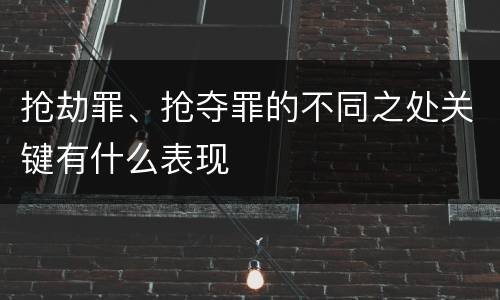 抢劫罪、抢夺罪的不同之处关键有什么表现