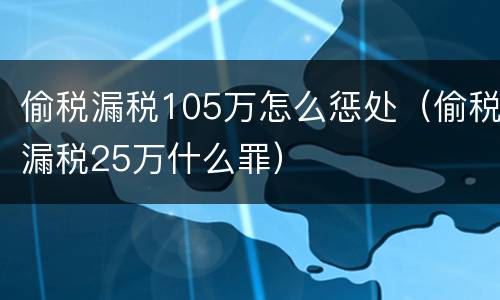 偷税漏税105万怎么惩处（偷税漏税25万什么罪）