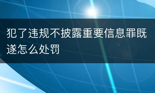 犯了违规不披露重要信息罪既遂怎么处罚