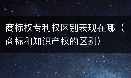 商标权专利权区别表现在哪（商标和知识产权的区别）