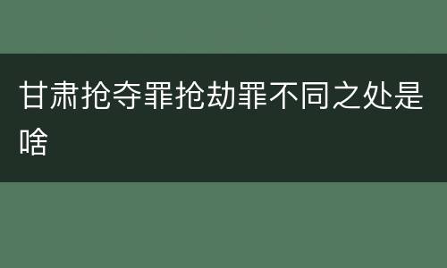 甘肃抢夺罪抢劫罪不同之处是啥
