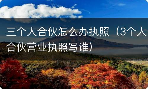 三个人合伙怎么办执照（3个人合伙营业执照写谁）
