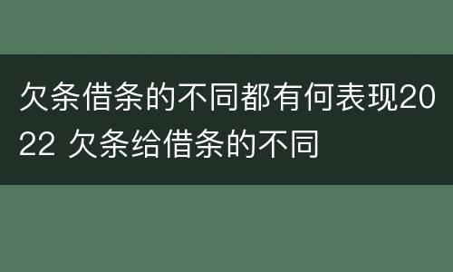 欠条借条的不同都有何表现2022 欠条给借条的不同
