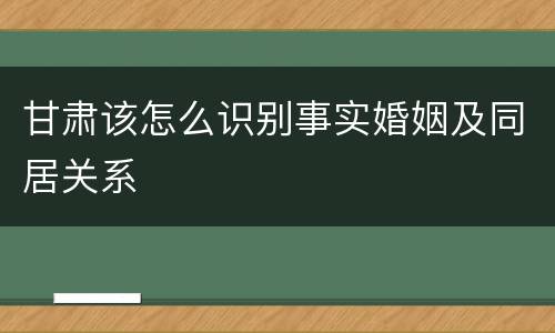 甘肃该怎么识别事实婚姻及同居关系