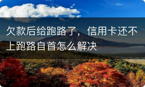 欠款后给跑路了，信用卡还不上跑路自首怎么解决