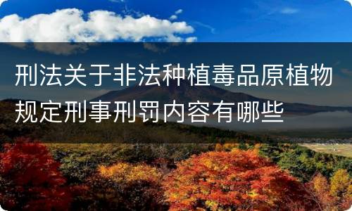 刑法关于非法种植毒品原植物规定刑事刑罚内容有哪些