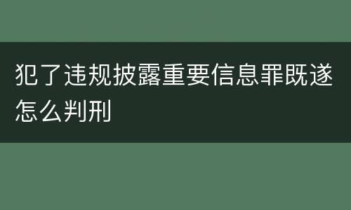 犯了违规披露重要信息罪既遂怎么判刑