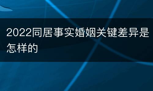2022同居事实婚姻关键差异是怎样的