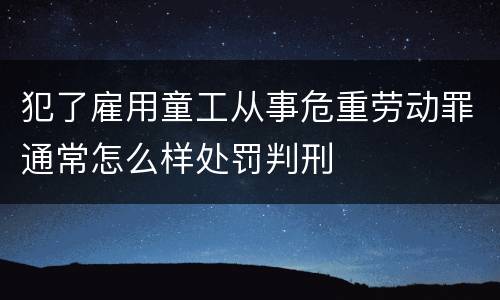 犯了雇用童工从事危重劳动罪通常怎么样处罚判刑