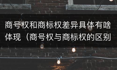 商号权和商标权差异具体有啥体现（商号权与商标权的区别）