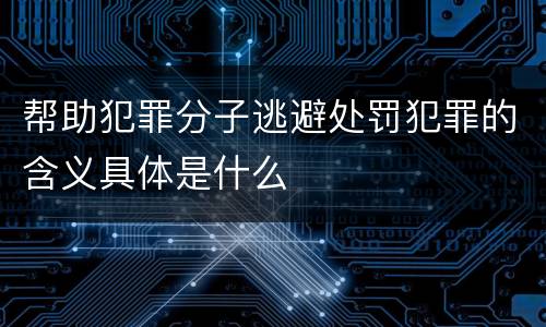 帮助犯罪分子逃避处罚犯罪的含义具体是什么