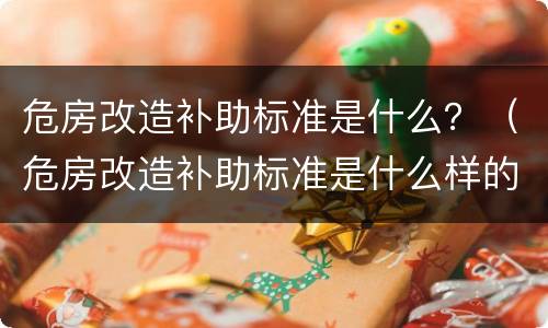 危房改造补助标准是什么？（危房改造补助标准是什么样的）