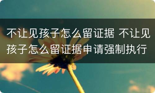 不让见孩子怎么留证据 不让见孩子怎么留证据申请强制执行可以几次0