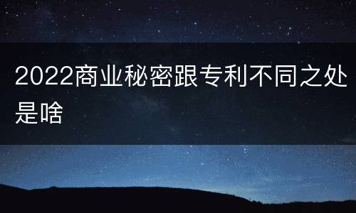 2022商业秘密跟专利不同之处是啥