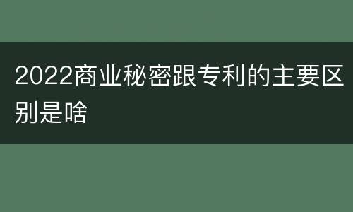 2022商业秘密跟专利的主要区别是啥