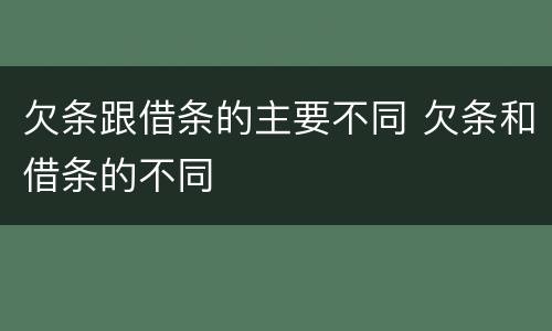 欠条跟借条的主要不同 欠条和借条的不同
