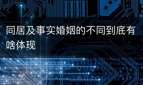 同居及事实婚姻的不同到底有啥体现