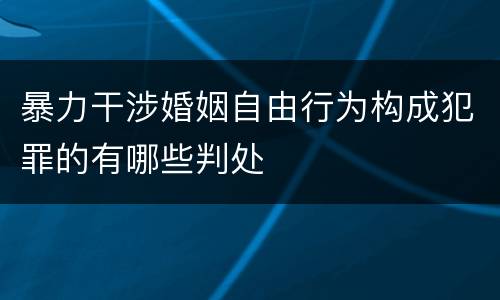 暴力干涉婚姻自由行为构成犯罪的有哪些判处