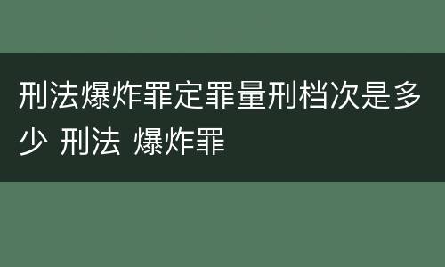 刑法爆炸罪定罪量刑档次是多少 刑法 爆炸罪