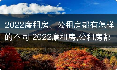 2022廉租房、公租房都有怎样的不同 2022廉租房,公租房都有怎样的不同地方